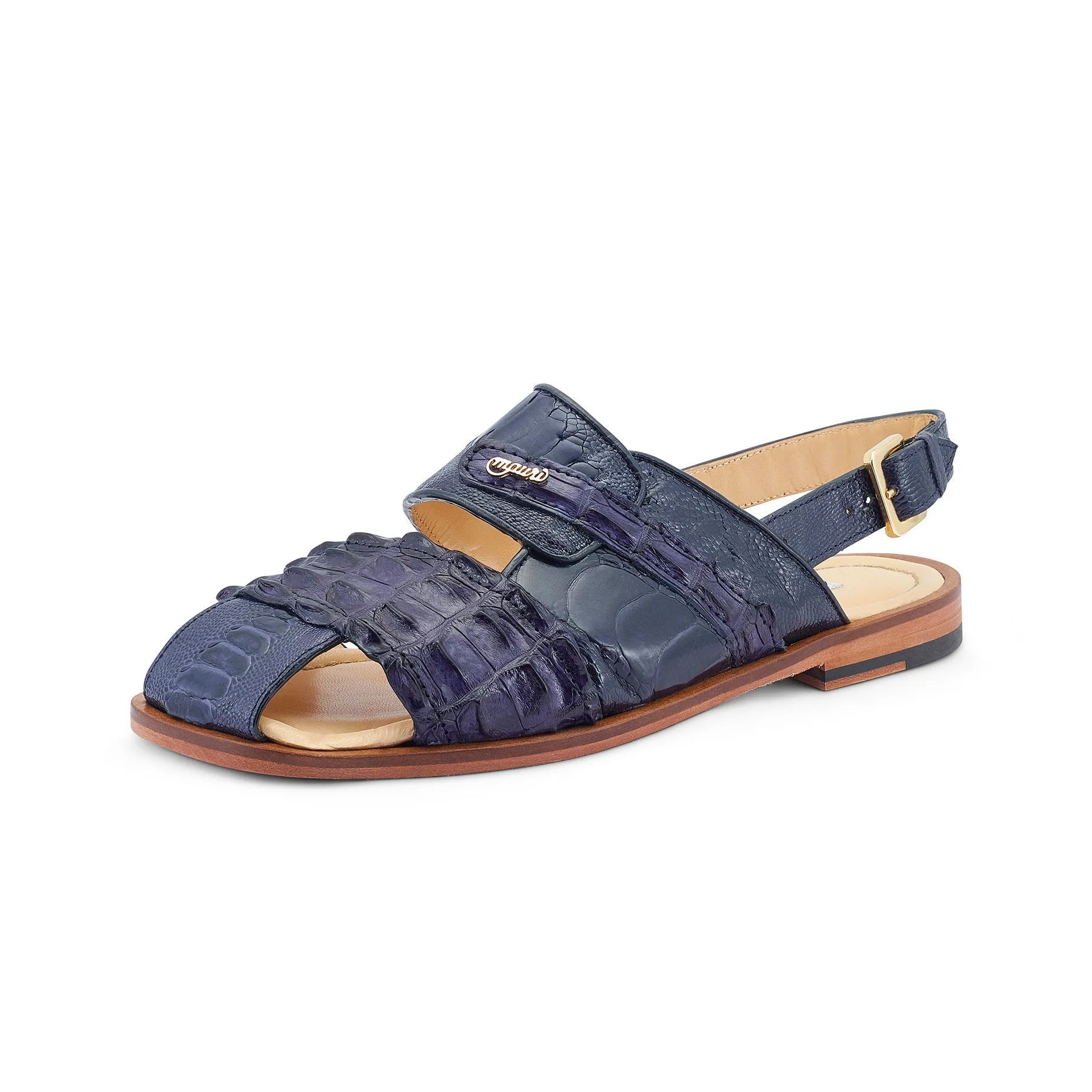 Mauri Bali 5171 Men's Shoes Wonder Blue Exotic Ostrich / Hornback Casual Sandals (MA5523)