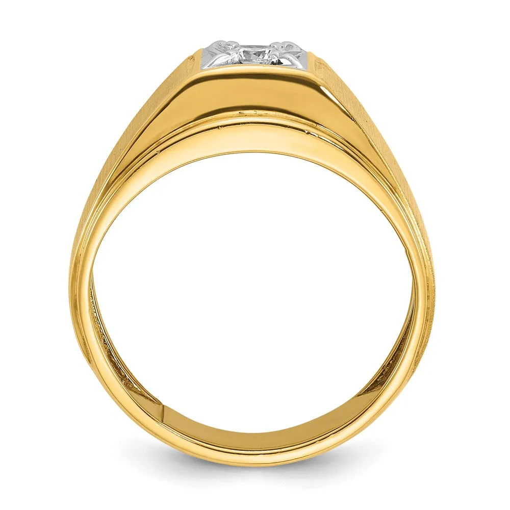 Men's 10K Two Tone Gold & 1/6 CT Diamond Tapered Band