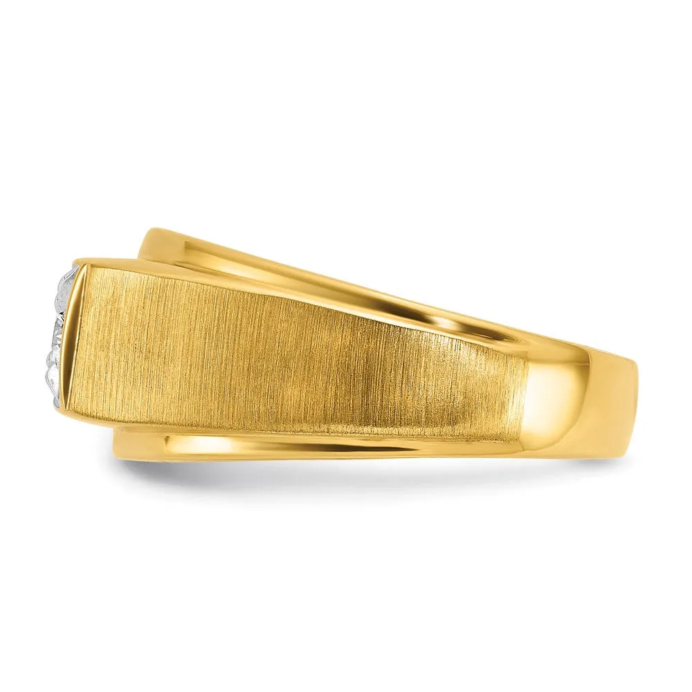 Men's 10K Two Tone Gold & 1/6 CT Diamond Tapered Band