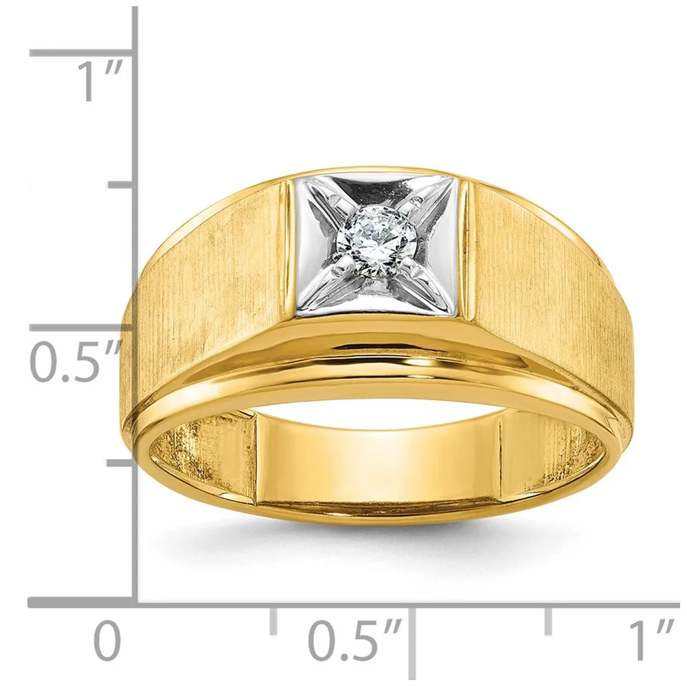 Men's 10K Two Tone Gold & 1/6 CT Diamond Tapered Band