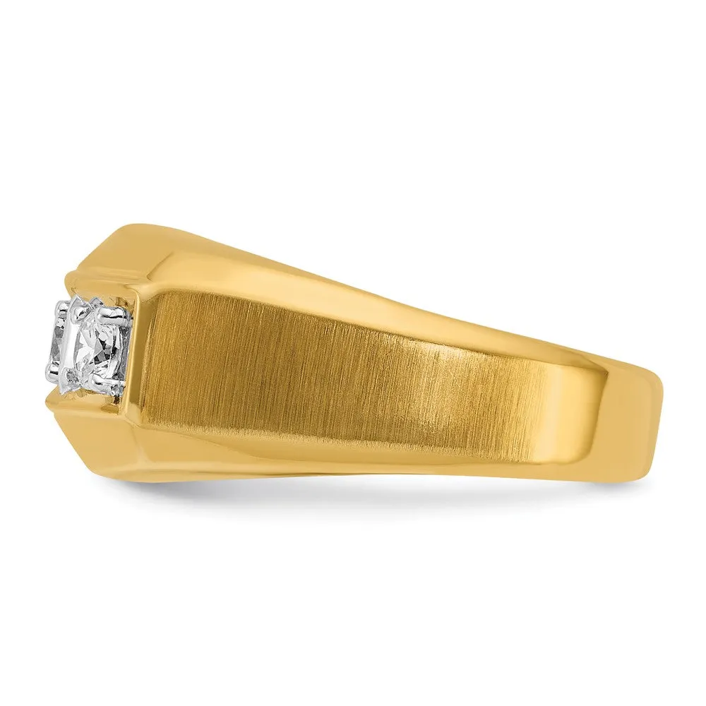 Men's 11mm 14K Two Tone Gold 3-Stone 1/2 Ctw Diamond Tapered Band