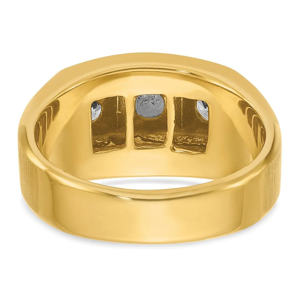 Men's 11mm 14K Two Tone Gold 3-Stone 1/2 Ctw Diamond Tapered Band