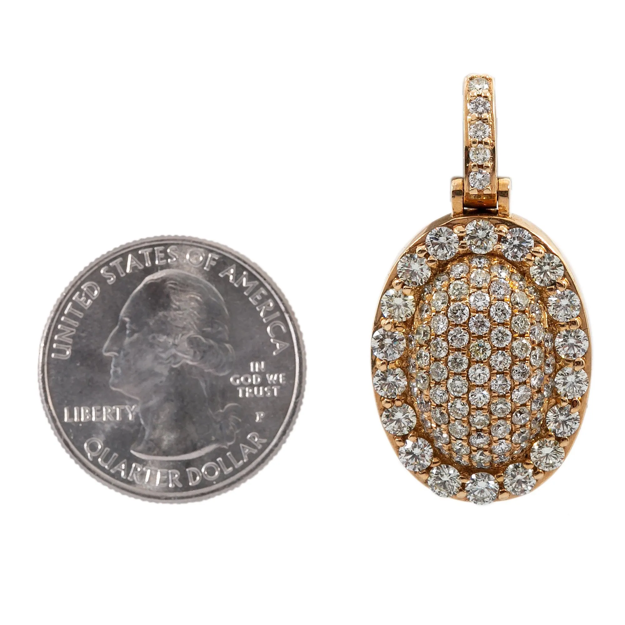 Men's 14K Yellow Gold Round Pendant with 1.77 CT Diamonds