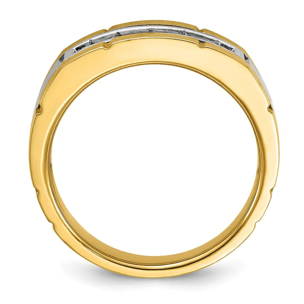 Men's 9.8mm 14K Two Tone Gold 1/2 Ctw Lab Created Diamond Tapered Band