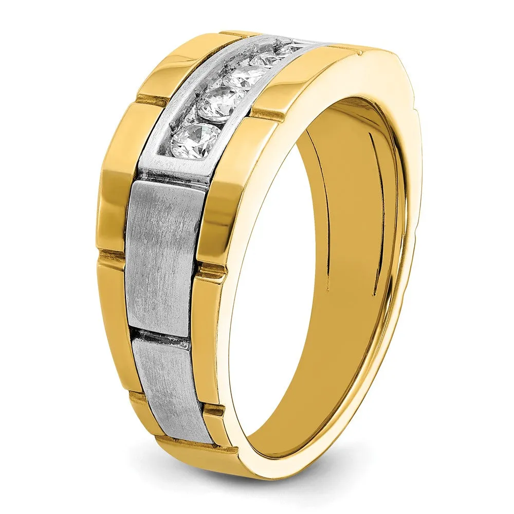 Men's 9.8mm 14K Two Tone Gold 1/2 Ctw Lab Created Diamond Tapered Band