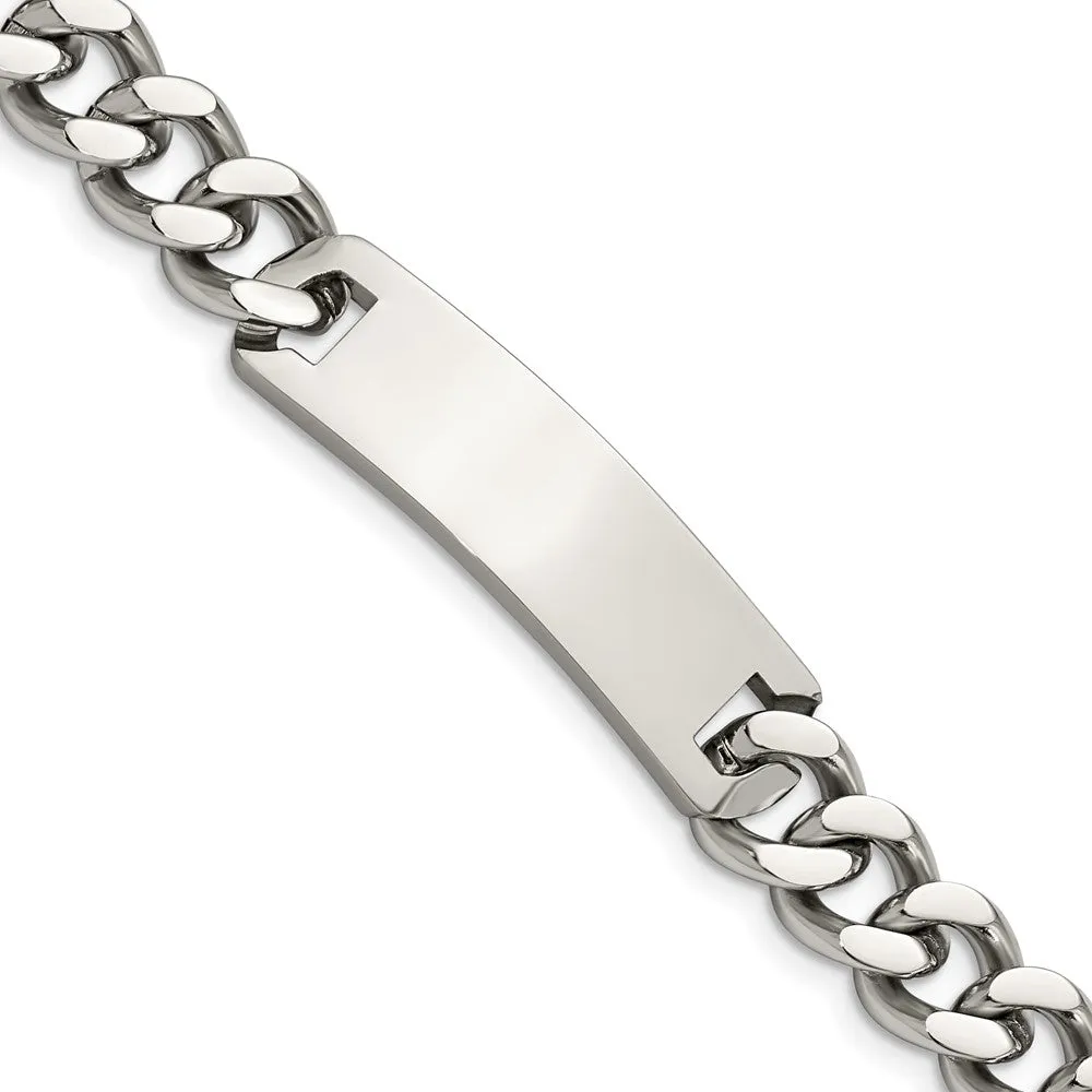 Men's Stainless Steel 11mm Curb Link I.D. Bracelet, 7.75 Inch