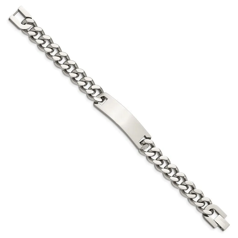 Men's Stainless Steel 11mm Curb Link I.D. Bracelet, 7.75 Inch