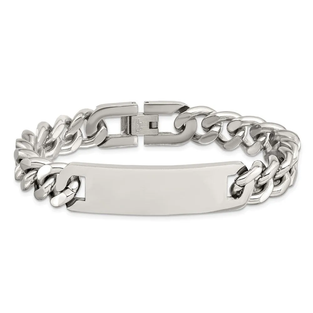 Men's Stainless Steel 11mm Curb Link I.D. Bracelet, 7.75 Inch