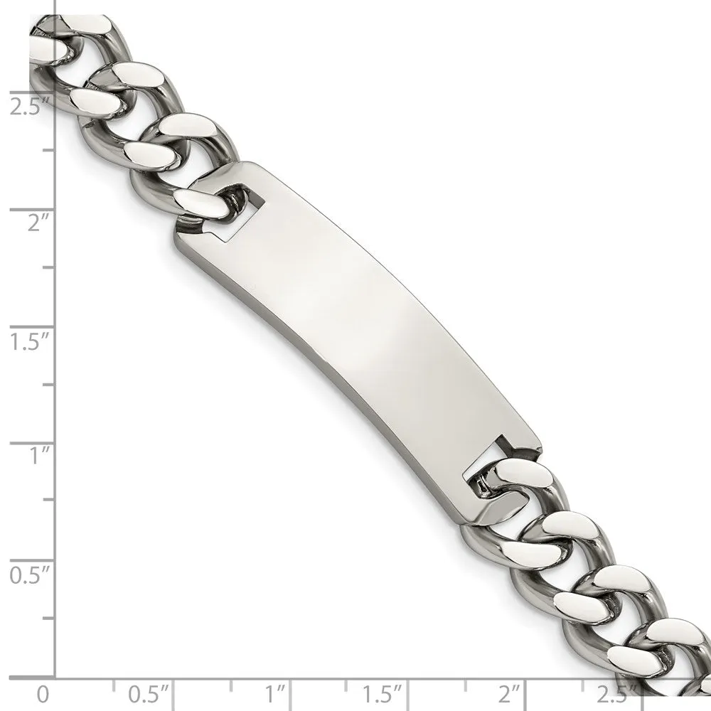 Men's Stainless Steel 11mm Curb Link I.D. Bracelet, 7.75 Inch