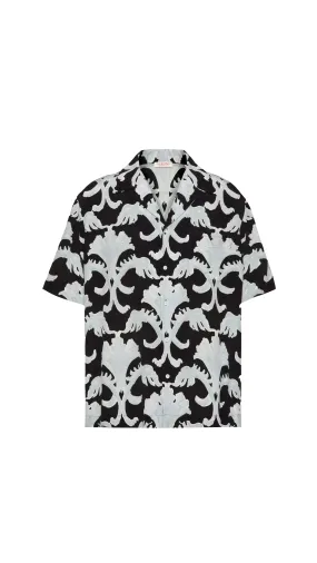 Metamorphos Wall Print Bowling Shirt - Black\Grey