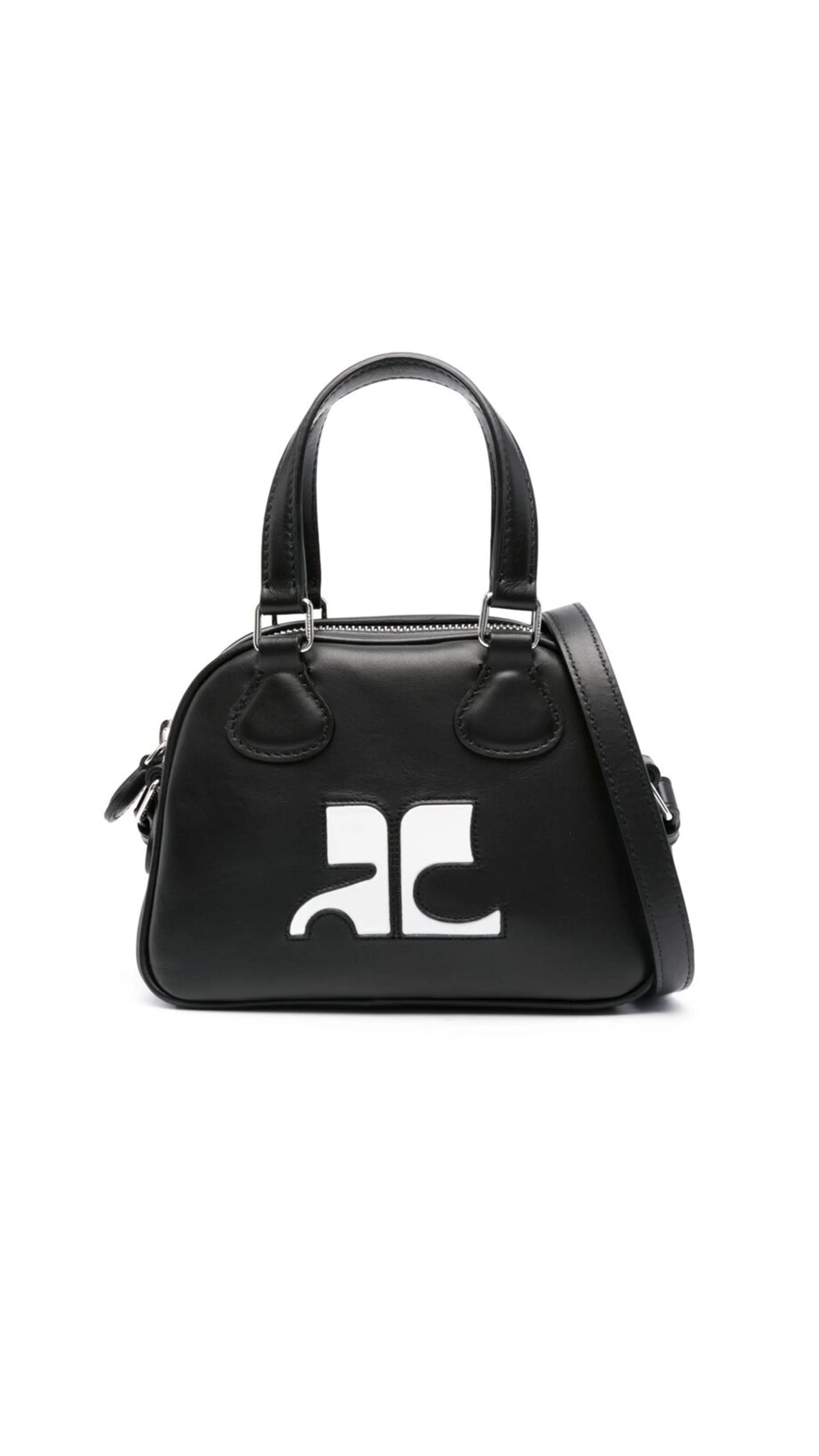 Mini Leather Bowling Bag - Black