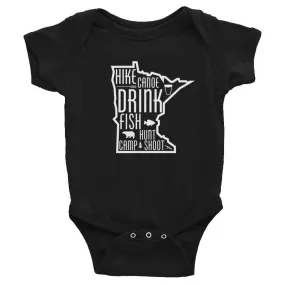 Minnesota State Outdoors (Hike, Canoe, Fish, Hunt, Camp) Baby Onesie