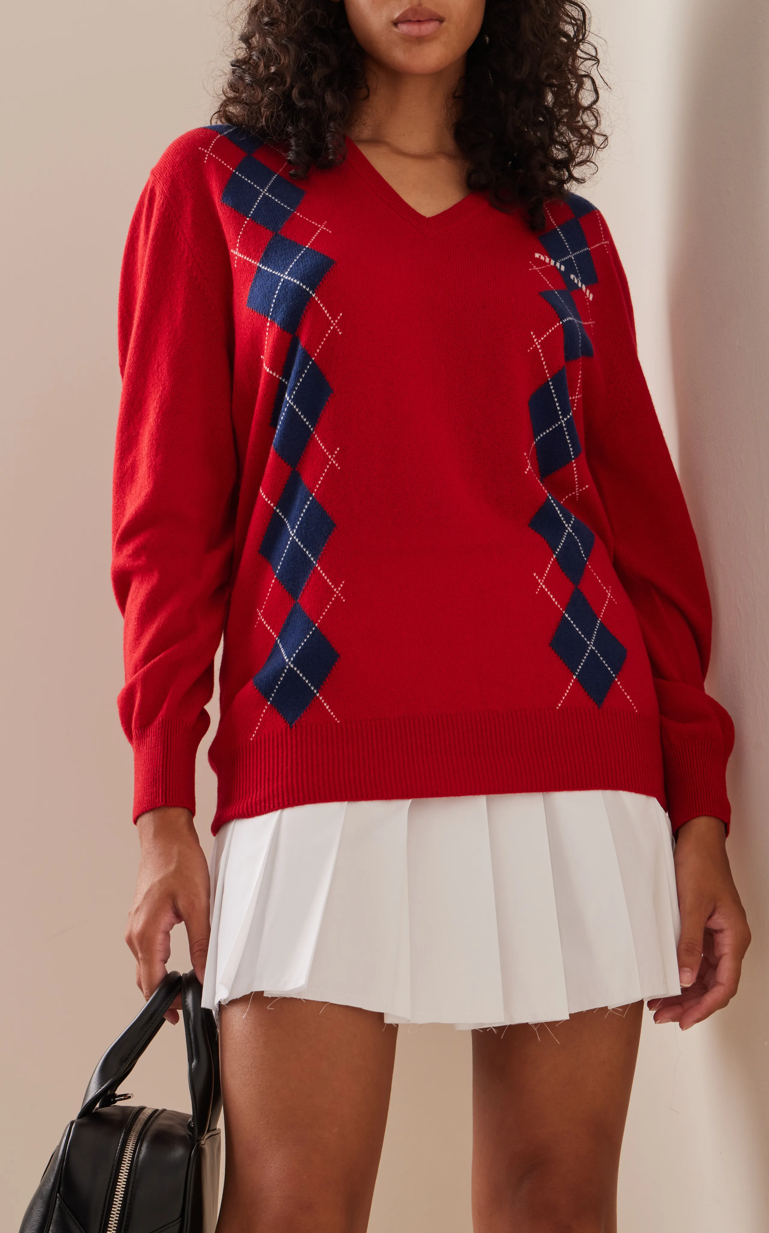 Miu Miu Argyle Cashmere Sweater