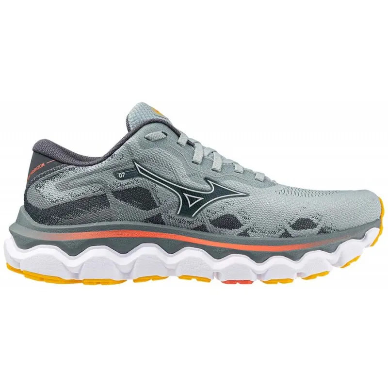 MIZUNO WAVE HORIZON 7 GRAY MIST/WHITE/HOT CORAL FOR WOMEN'S