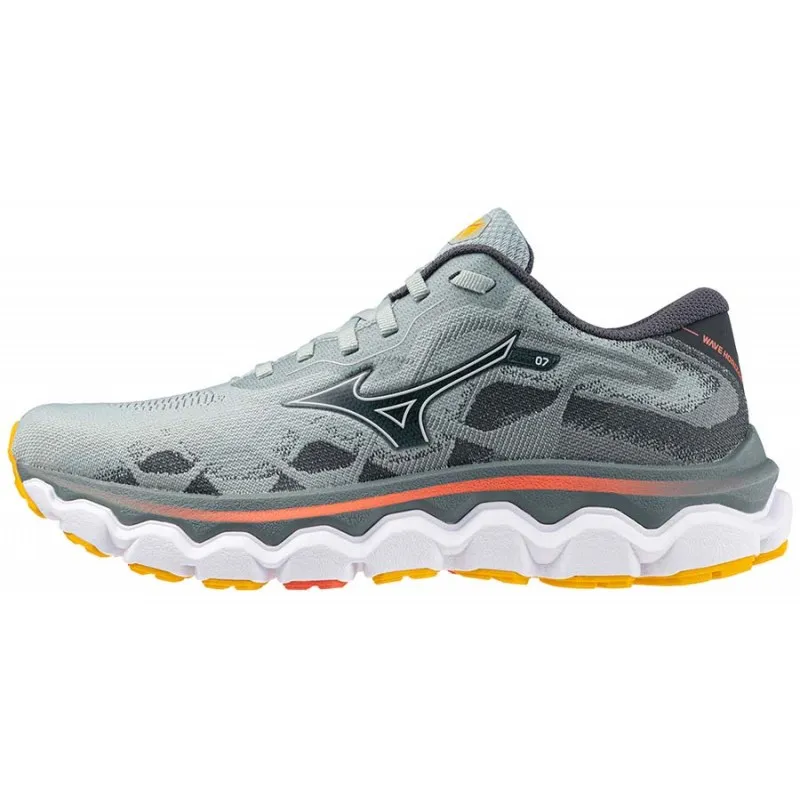 MIZUNO WAVE HORIZON 7 GRAY MIST/WHITE/HOT CORAL FOR WOMEN'S