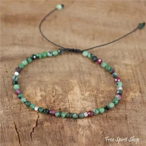 Natural Green Epidote Adjustable Bead Bracelet