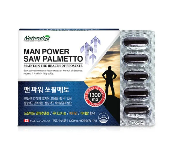 NATURALIZE Man Power Saw Palmetto 90 Capsules Mens Prostate Health Supplements Vitamin Zinc Improve Endurance Immunity Energy Ma