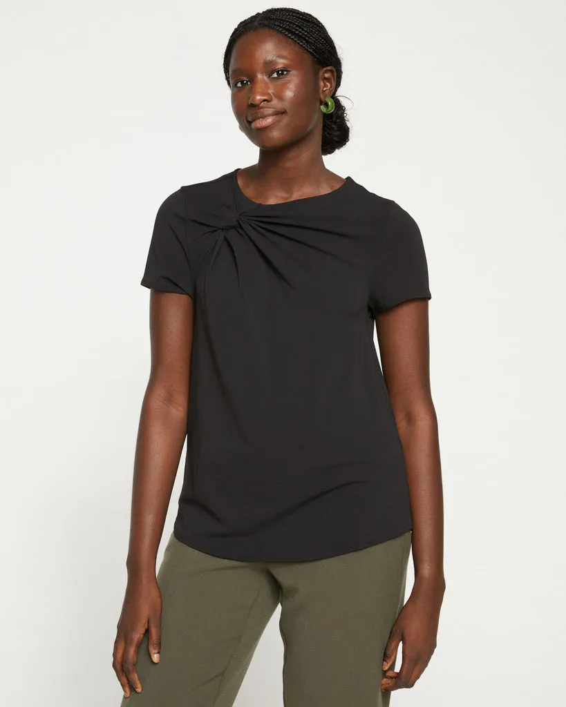 Neck Twist Crepe Jersey Top - Black