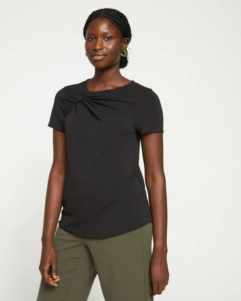 Neck Twist Crepe Jersey Top - Black