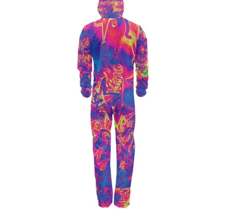 Neon Graffiti Mix Waterproof Hazmat Suit Onesie Jumpsuit (Tall Fit) *Ready To Ship**USA Only*