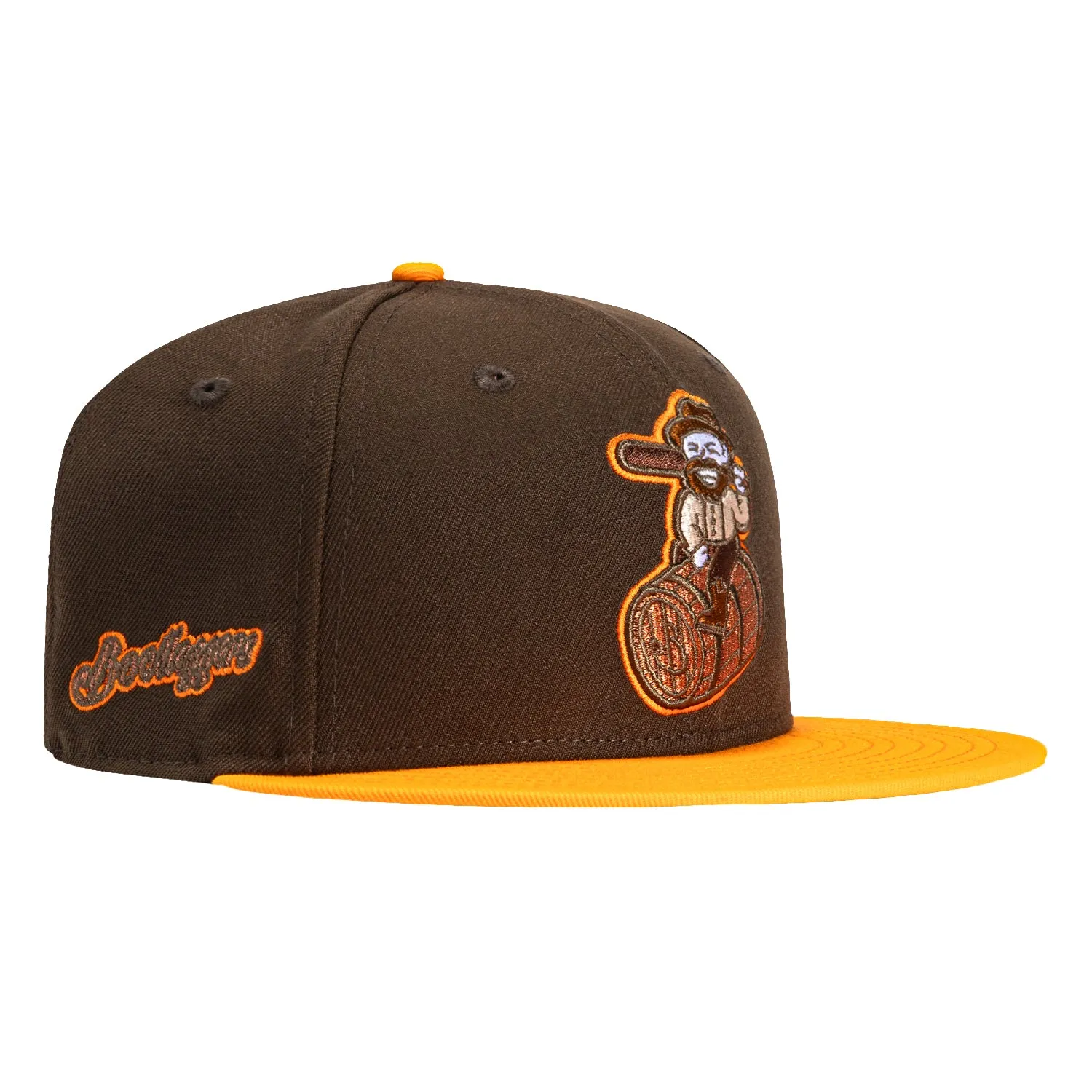 New Era 59Fifty Bowling Green Hot Rods Bootleggers Logo Patch Hat - Brown, Light Orange