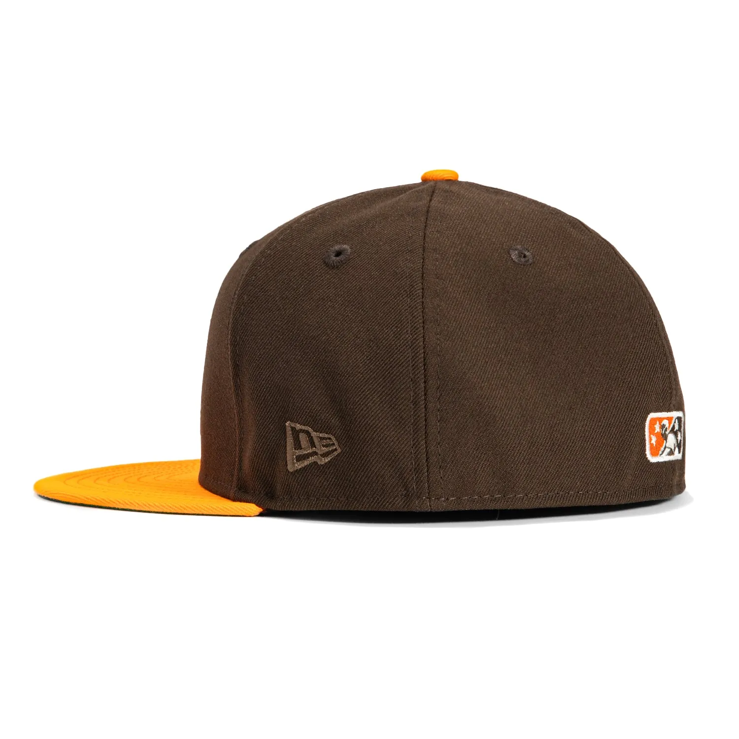 New Era 59Fifty Bowling Green Hot Rods Bootleggers Logo Patch Hat - Brown, Light Orange