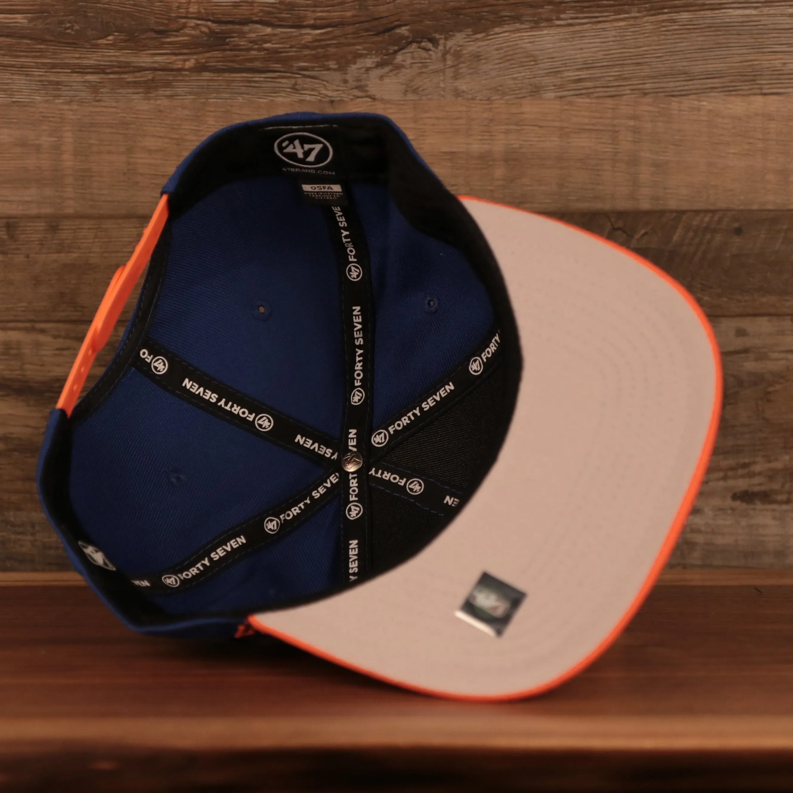 New York Knicks Royal Blue and Orange Adjustable Grey Bottom Snapback Hat