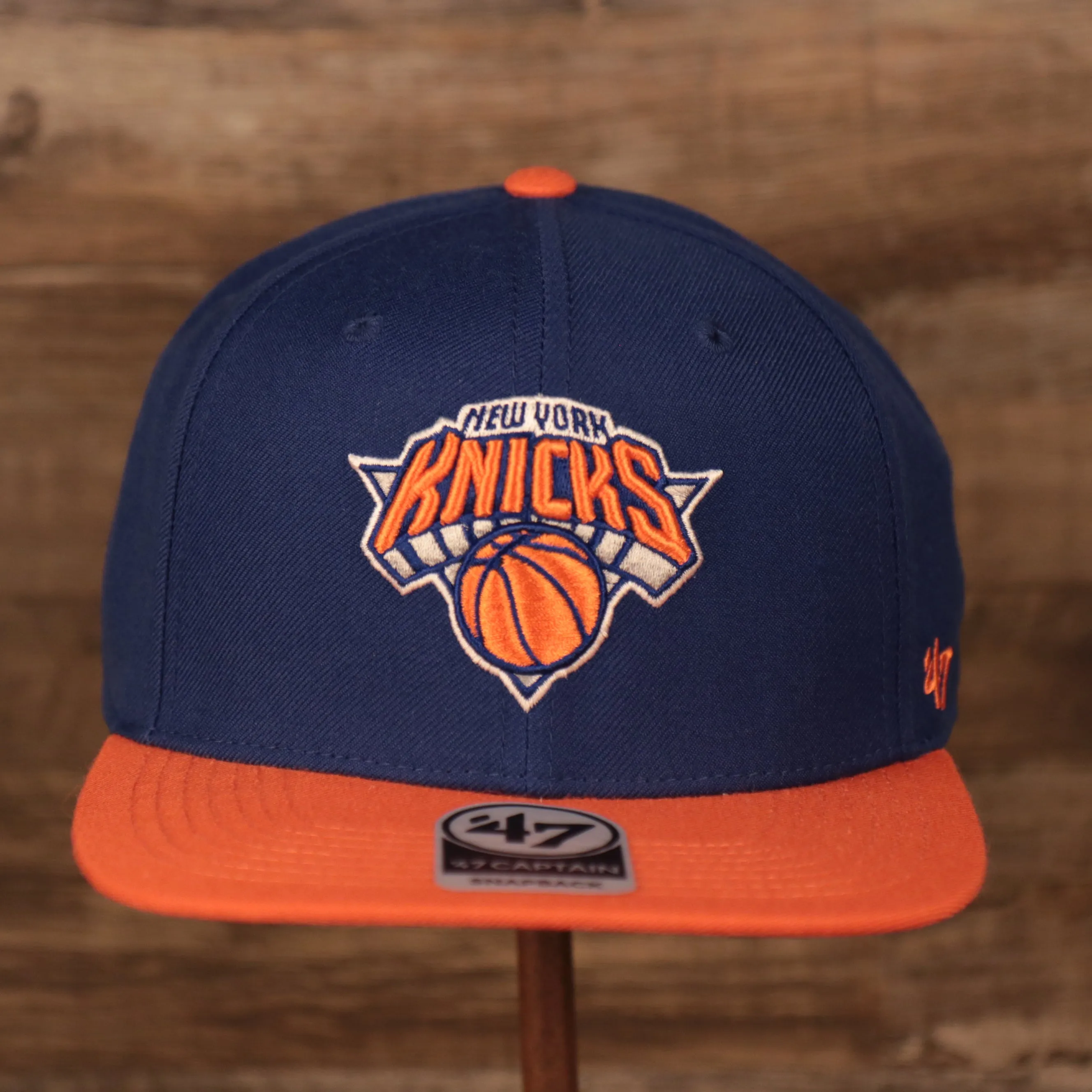 New York Knicks Royal Blue and Orange Adjustable Grey Bottom Snapback Hat