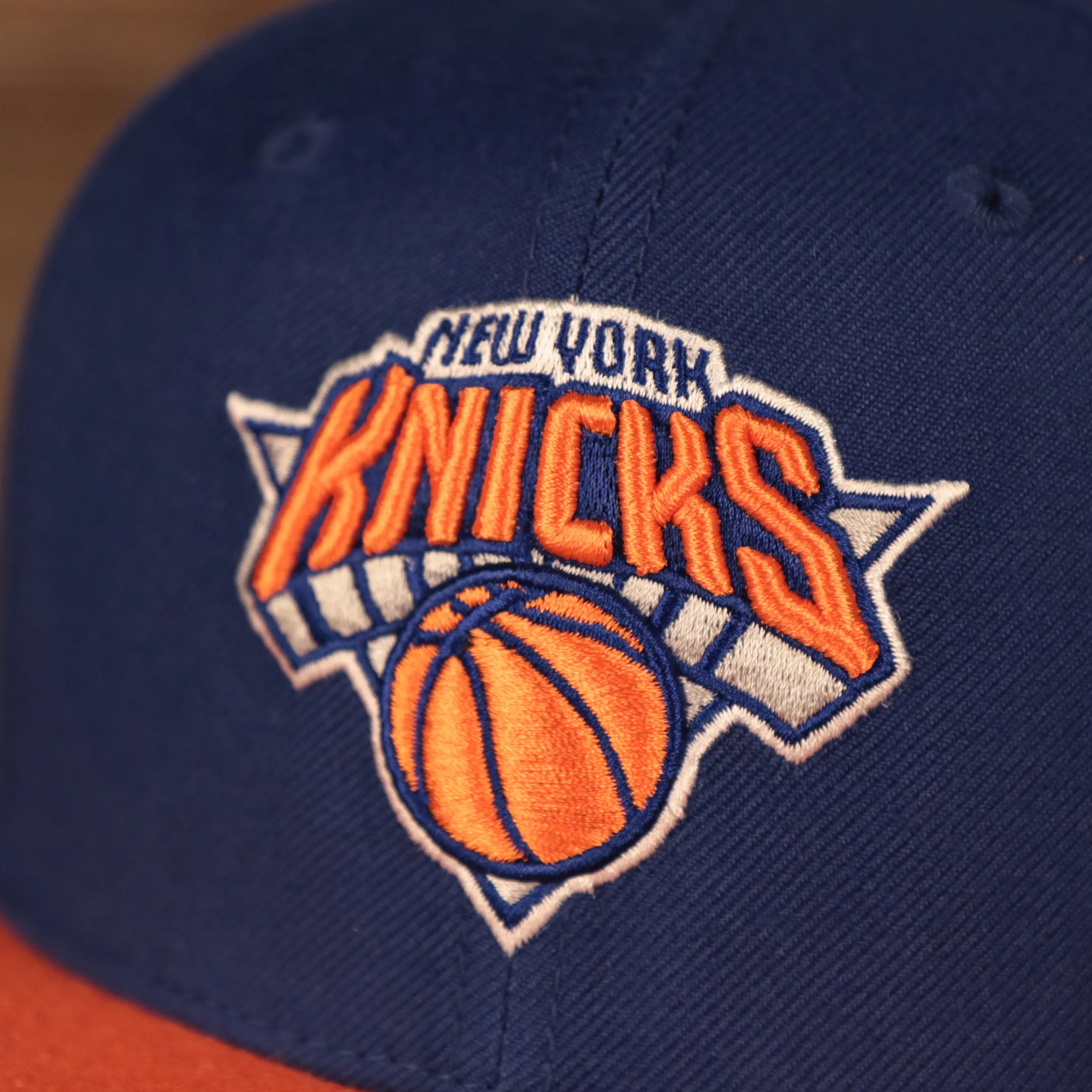 New York Knicks Royal Blue and Orange Adjustable Grey Bottom Snapback Hat