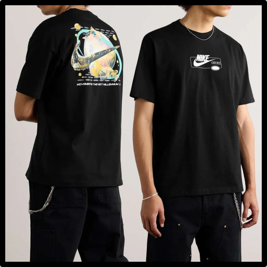 Nike  |Street Style Short Sleeves Oversized Logo T-Shirts