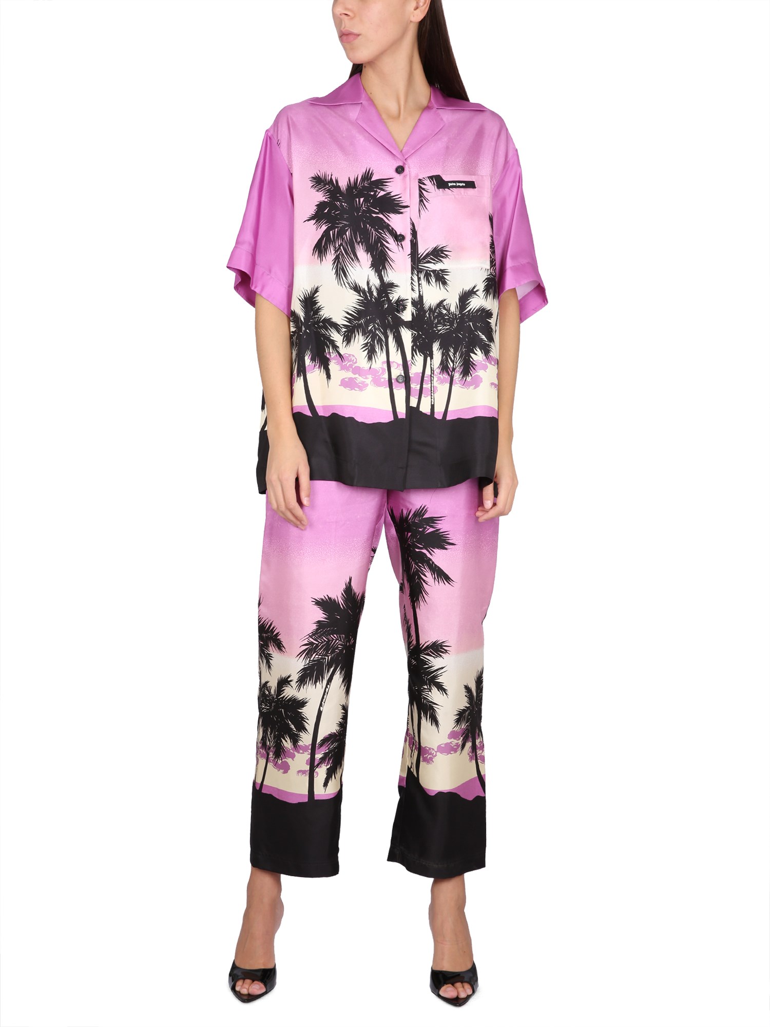 PALM ANGELS    BOWLING STYLE SHIRT WITH SUNSET PRINT