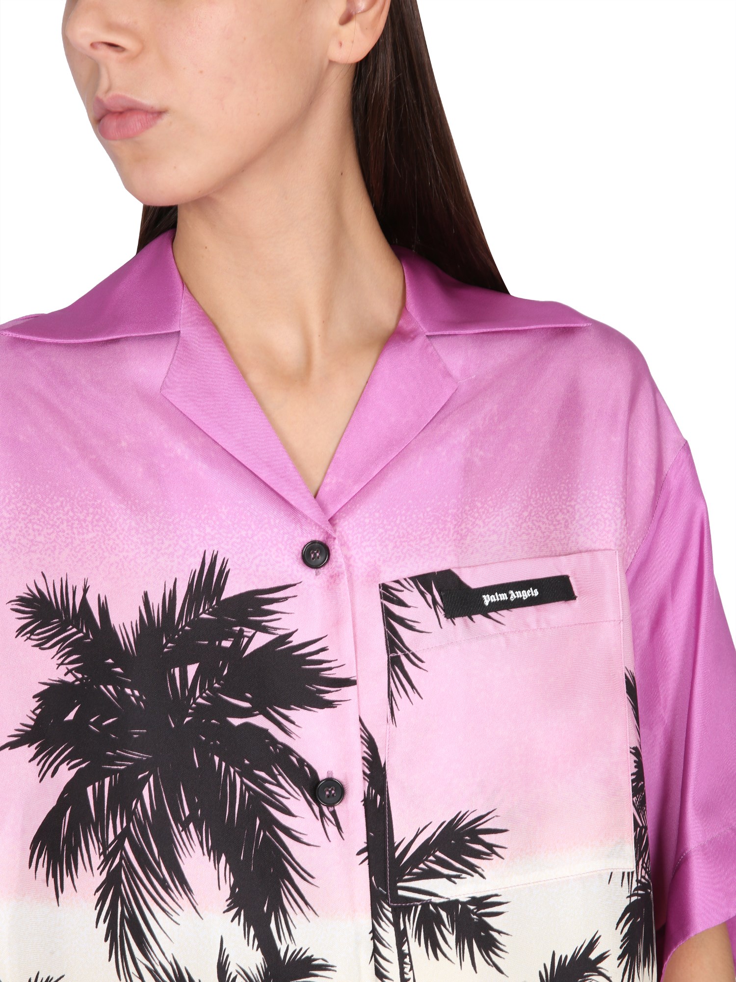 PALM ANGELS    BOWLING STYLE SHIRT WITH SUNSET PRINT