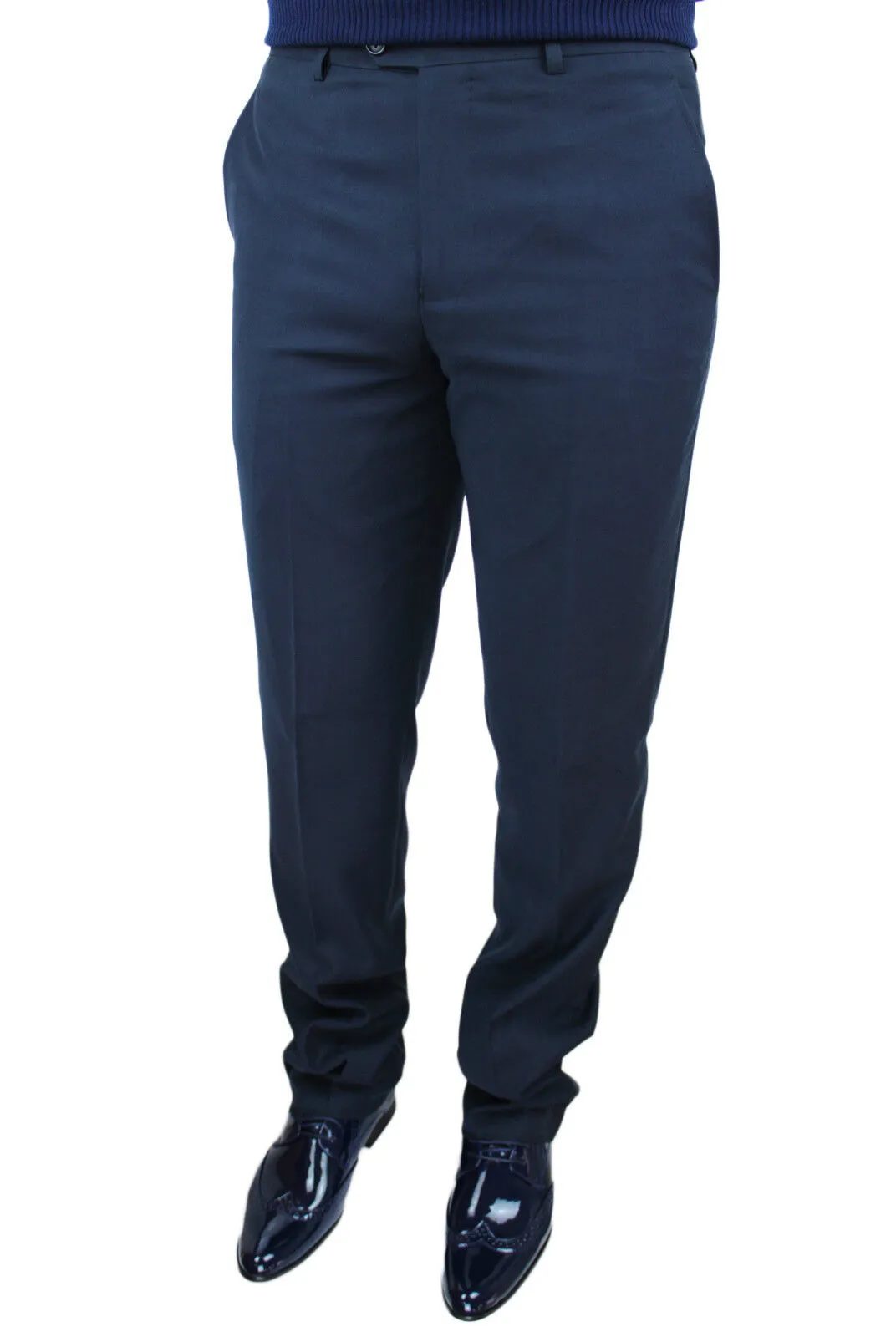 PANTALONI UOMO LINEA CLASSICA DIAMOND BLU ELEGANTI CASUAL taglia da 42 a 60