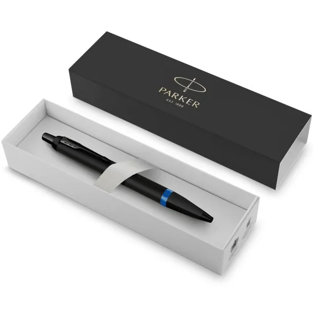 Parker IM Professional Ballpoint Pen Satin Black Vibrant Blue Ring Gift Box