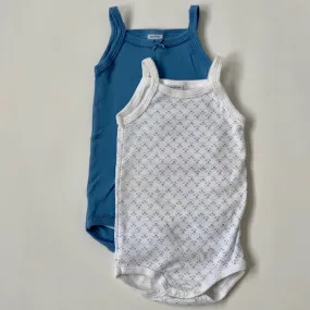 Petit Bateau Set Of Two Sleeveless Bodysuits : 6 Months