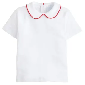 Piped Peter Pan Short Sleeve Shirt - Red