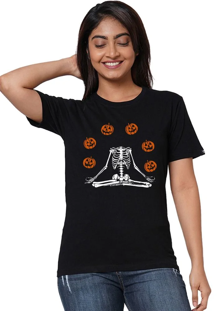 Pumpkin Skeleton Women T-Shirt