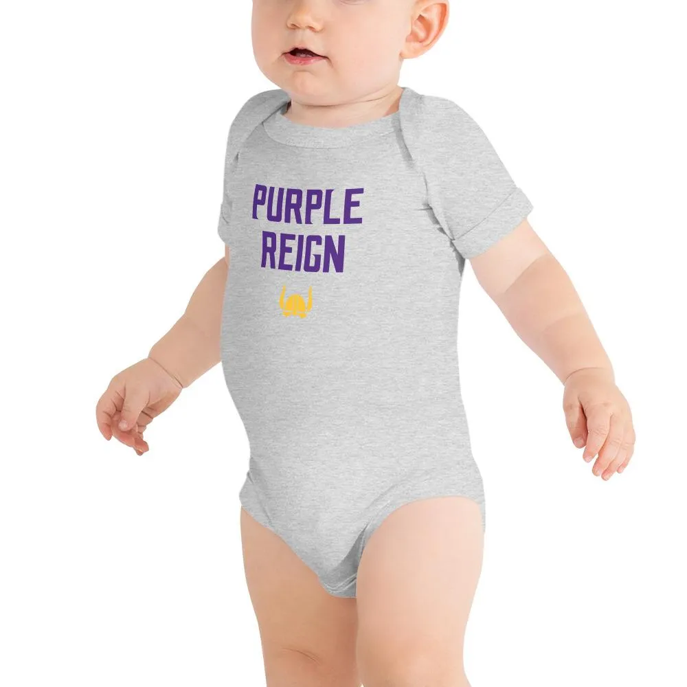 Purple Reign Minnesota Vikings Football Fan Skol Toddler Baby Short Sleeve Onesie