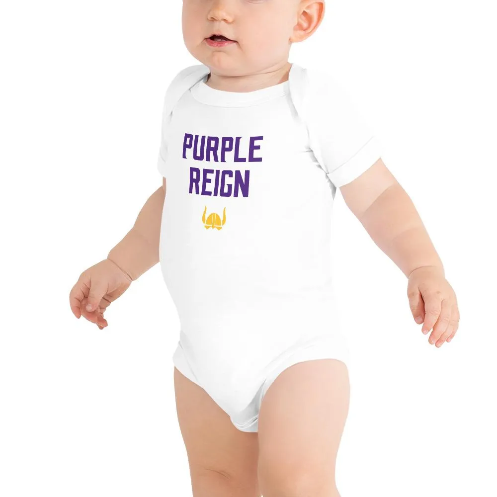 Purple Reign Minnesota Vikings Football Fan Skol Toddler Baby Short Sleeve Onesie