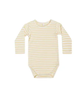 Quincy Mae Ribbed Bodysuit | Yellow Stripe