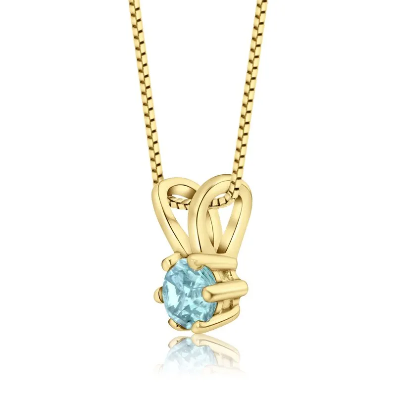 Rabbit pendant with Blue topaz 4 mm