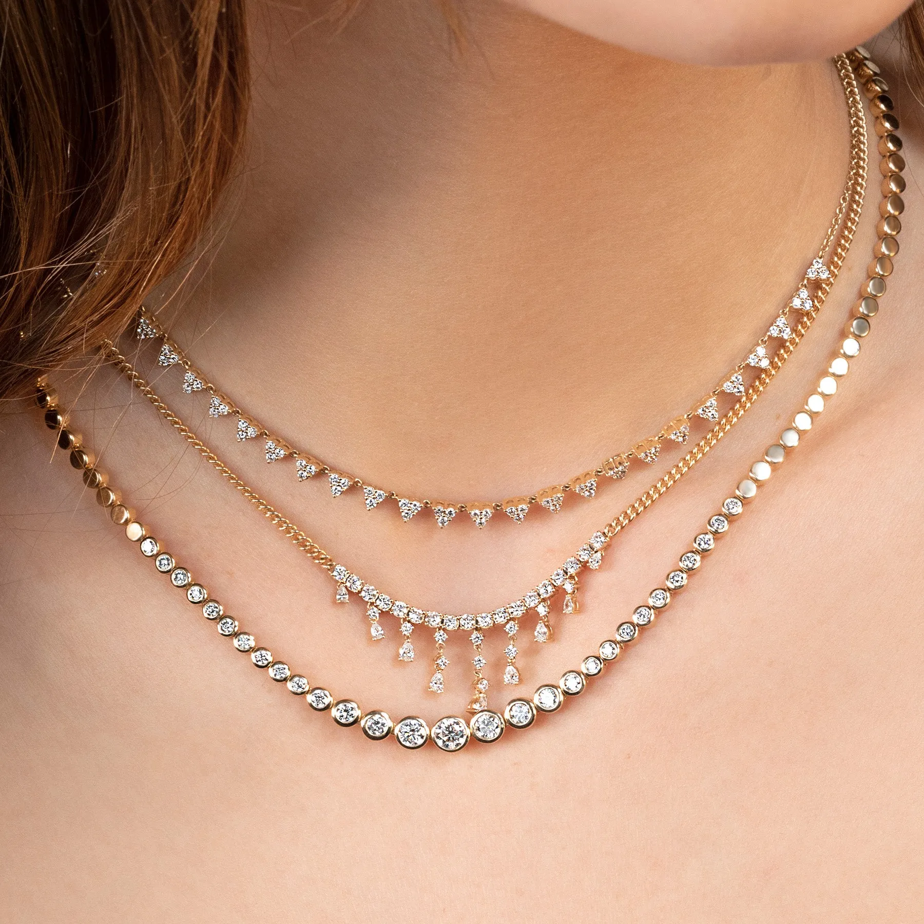 Riviera Necklace - Partial White Diamond / 14k Yellow Gold