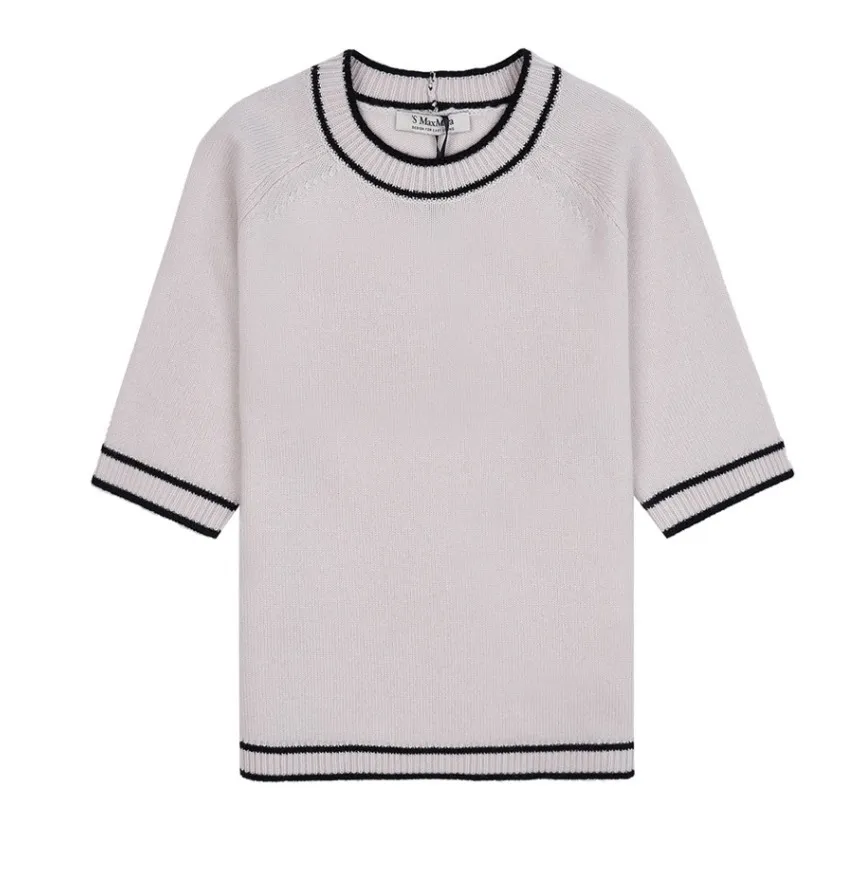 S Max Mara  |Casual Style Unisex Street Style Logo V-neck & Crew neck