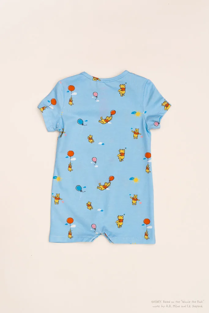 Short-Sleeve Romper - Blue Balloon Pooh (3M, 9M left!)