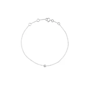 Solitaire Chain Bracelet - White Diamond / 14k White Gold