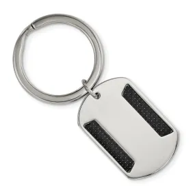 Stainless Steel & Black Carbon Fiber Dog Tag Key Chain