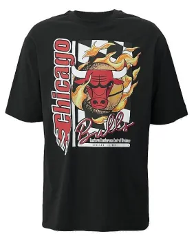 T-Shirt New Era Flame Print OS NBA Chicago Bulls - Black/Faded Red - men´s