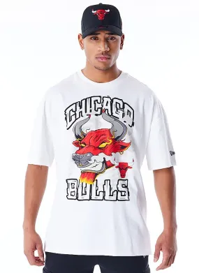 T-Shirt New Era Graphic Drop Shoulder NBA Chicago Bulls - White/Black - men´s