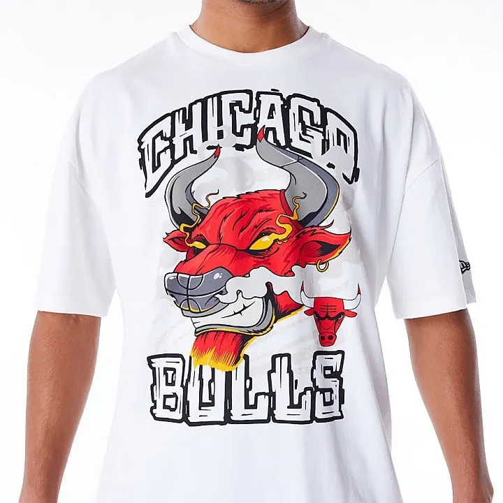 T-Shirt New Era Graphic Drop Shoulder NBA Chicago Bulls - White/Black - men´s