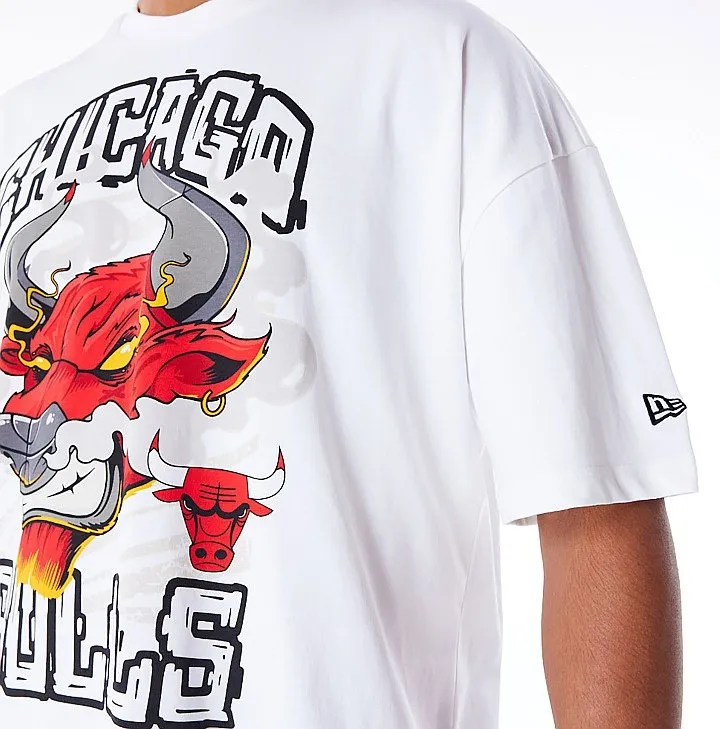 T-Shirt New Era Graphic Drop Shoulder NBA Chicago Bulls - White/Black - men´s